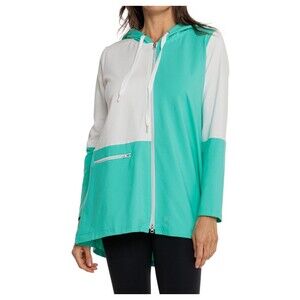 Neon Buddha Artful Hooded Jacket Size Large Colorblock Maui Teal NWT $98